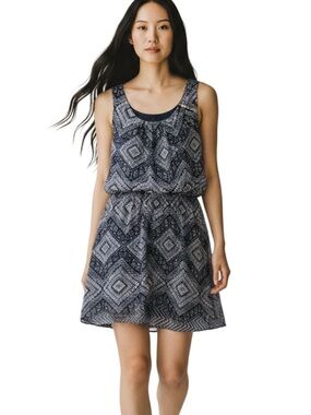 AB Studio Navy and White Geometric Print Mini Dress